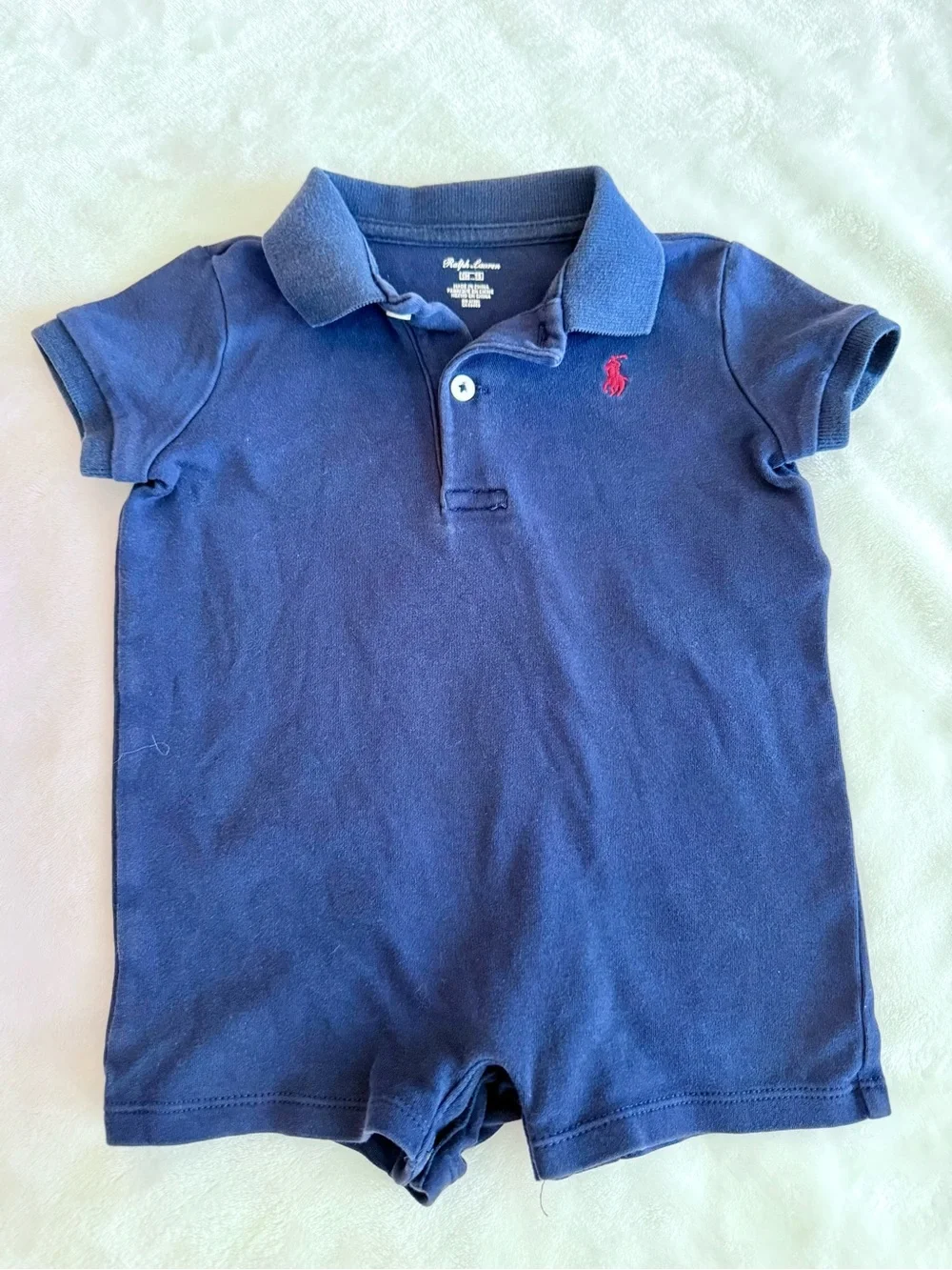 Infant Ralph Lauren Navy Polo Romper (size 9M)